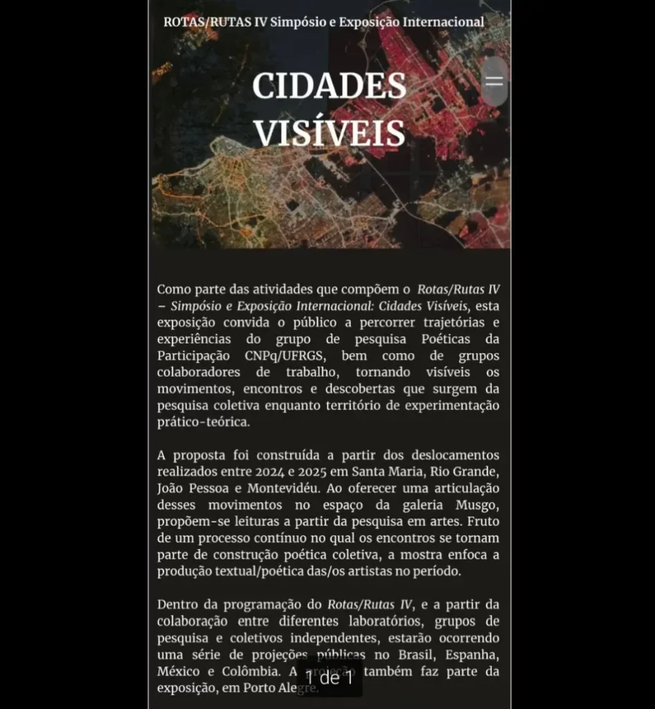 Cartel Ciudades Visibles como parte de las actividades que componen la Rutas IV Simposio y Exposición
